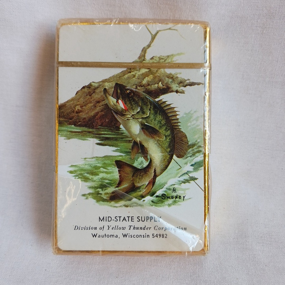 Vintage NOS 1950s Largemouth Bass Playing Cards Poker New
